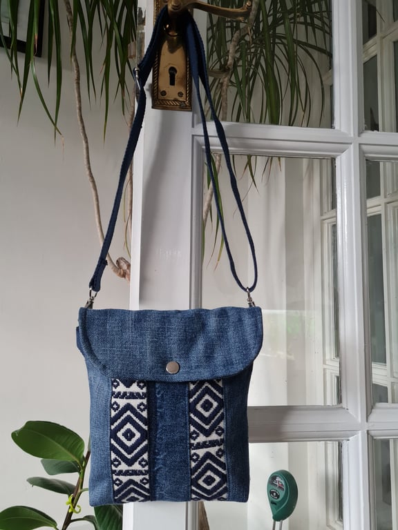Handmade Recycled Denim Cross Body Bag