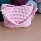 Cozy Mini Handmade Knit Bag - Aesthetic Crochet Pastel Purse Pink