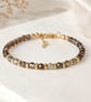 Smoky Quartz Bracelet with Pyrite - Minimalist Gemstone Bracelet - Handmade Gift