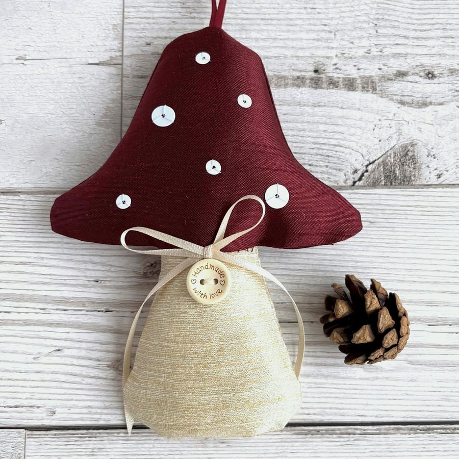 Red Mushroom Hanging Decoration - Fabric Toadstool