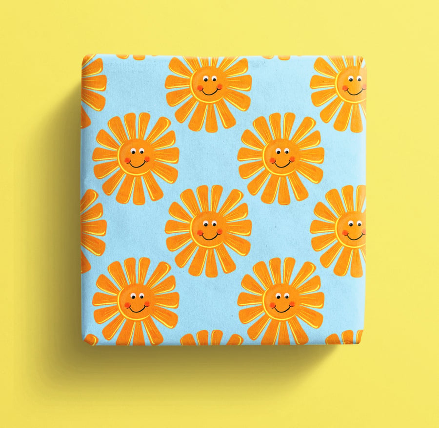 Sunshine wrapping paper with a smiling sun