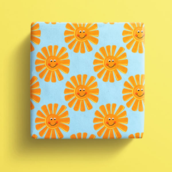 Sunshine wrapping paper with a smiling sun