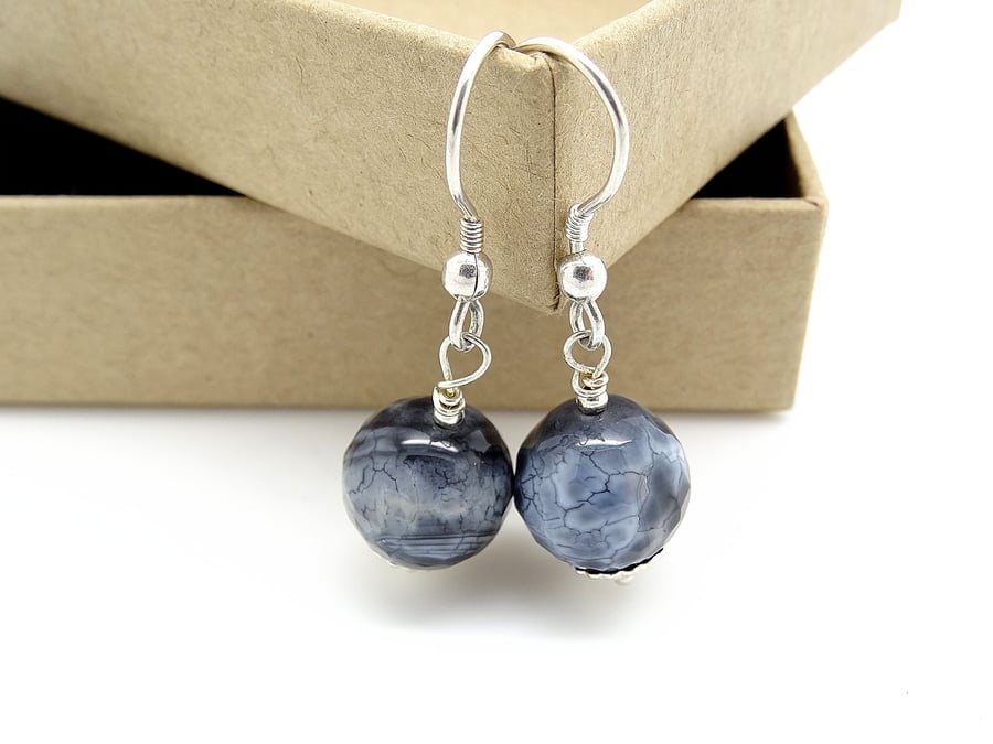 Faceted Agate Sterling Silver Earrings