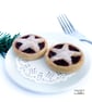 Set of TWO mince pies (5cm) needle felted Xmas decoration by Lily Lily Handmade  - Image 1