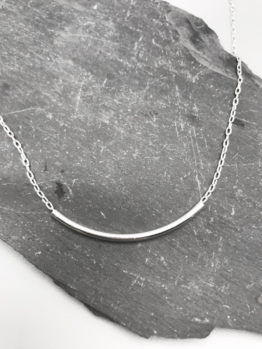 Delicate Tube Necklace - Sterling Silver 925 - Handmade