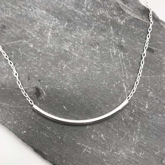 Delicate Tube Necklace - Sterling Silver 925 - Handmade
