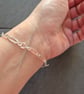 Sterling Silver 925 Artisan Flat Paperclip Bracelet with Charm - Image 10