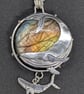 Sterling Silver Whale pendant, Silver whale pendant with labradorite stone