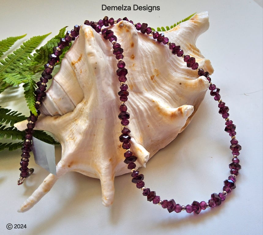 Designer Rhodolite Garnet Sterling Silver Necklace