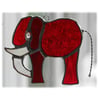Elephant Suncatcher Stained Glass Red 090