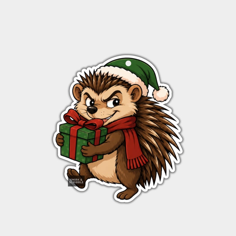 Unique Funny Christmas Gift Tags For Adults, 6pk - Cheeky Hedgehog & Gift