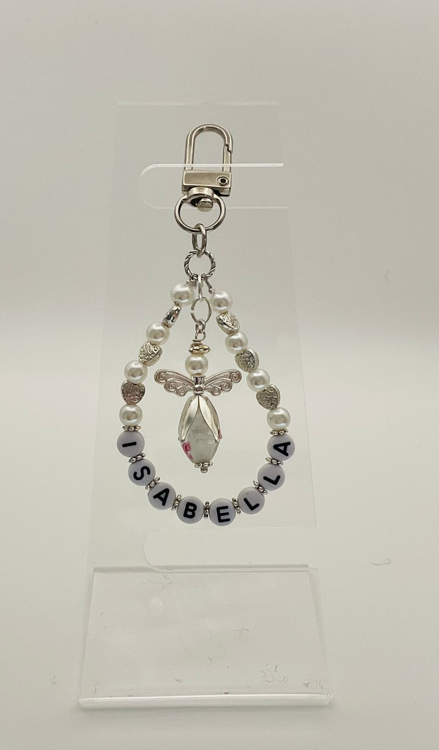 Unique Personalised Keepsake Bag Charm Keyring Guardian Angel 