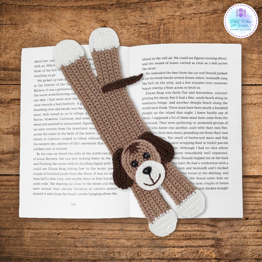 Dog crochet bookmark, Dog page keeper. Animal bookmark. Dog gift