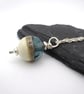 grey and ivory lampwork glass pendant necklace - Image 2