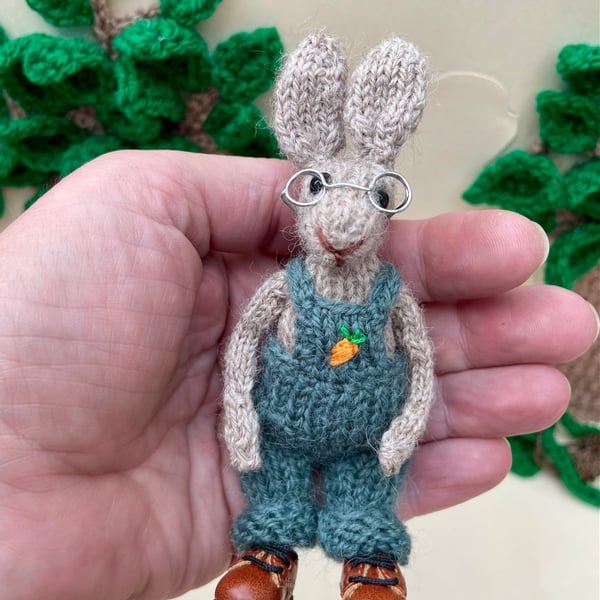 Walter Whiskers: Miniature Poseable Bunny Ornament with Glasses