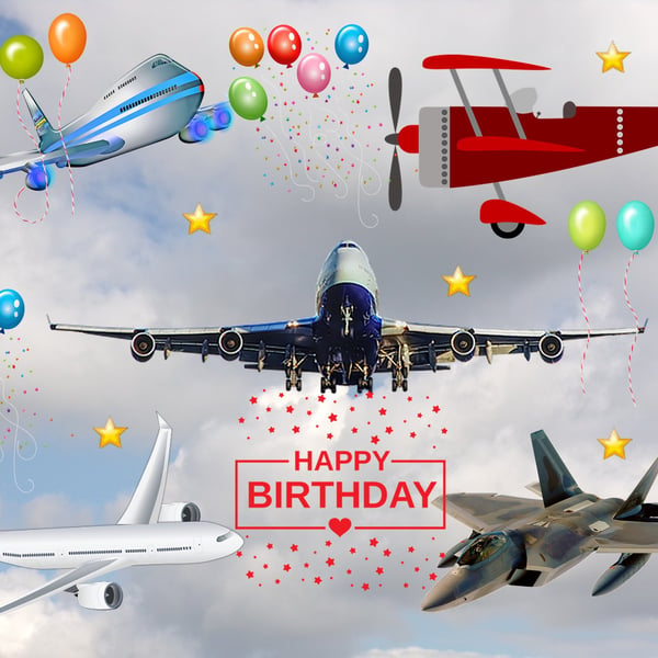 Aeroplanes Happy Birthday Card A5
