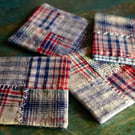Handmade Patchwork Coasters, Vintage Fabric, Pair of Fabric Coasters