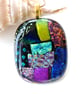Dichroic Glass S019 Supersize Patchwork 3-layer Pendant with Gold plated chain - Image 1