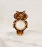 Beadwork owl pendant in bronze gold and topaz, Handmade bird lovers gift