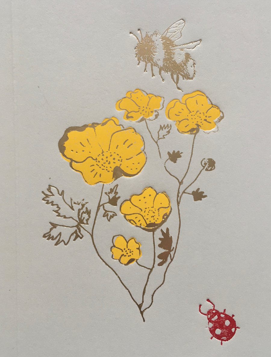 Bee and Buttercups Greetings  Card