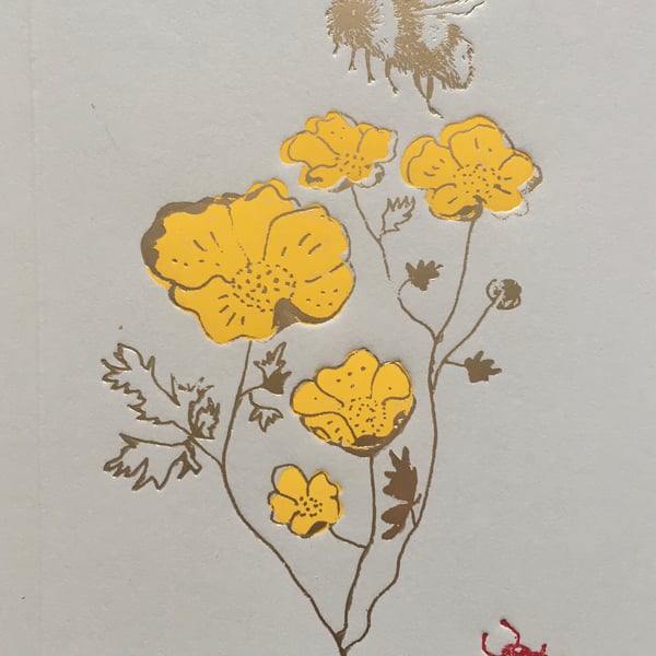 Bee and Buttercups Greetings  Card