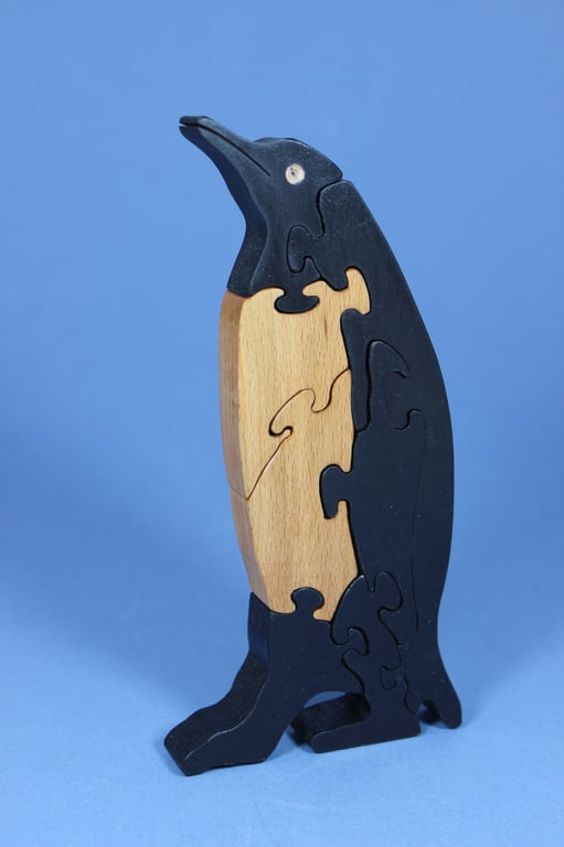 Free Standing Penguine Jigsaw Sculpture with a Satin Finish