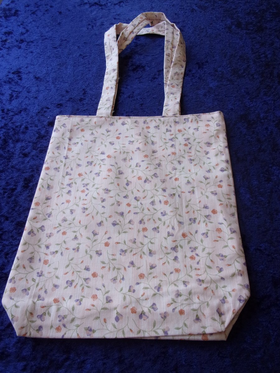 Peach with Small Flowers Fabric Bag