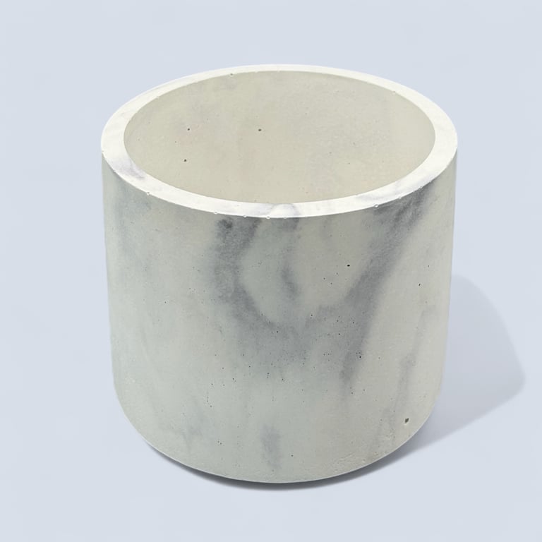 Large White Marbled Concrete Plant Pot - Handmade Cement Planter (lpp6)