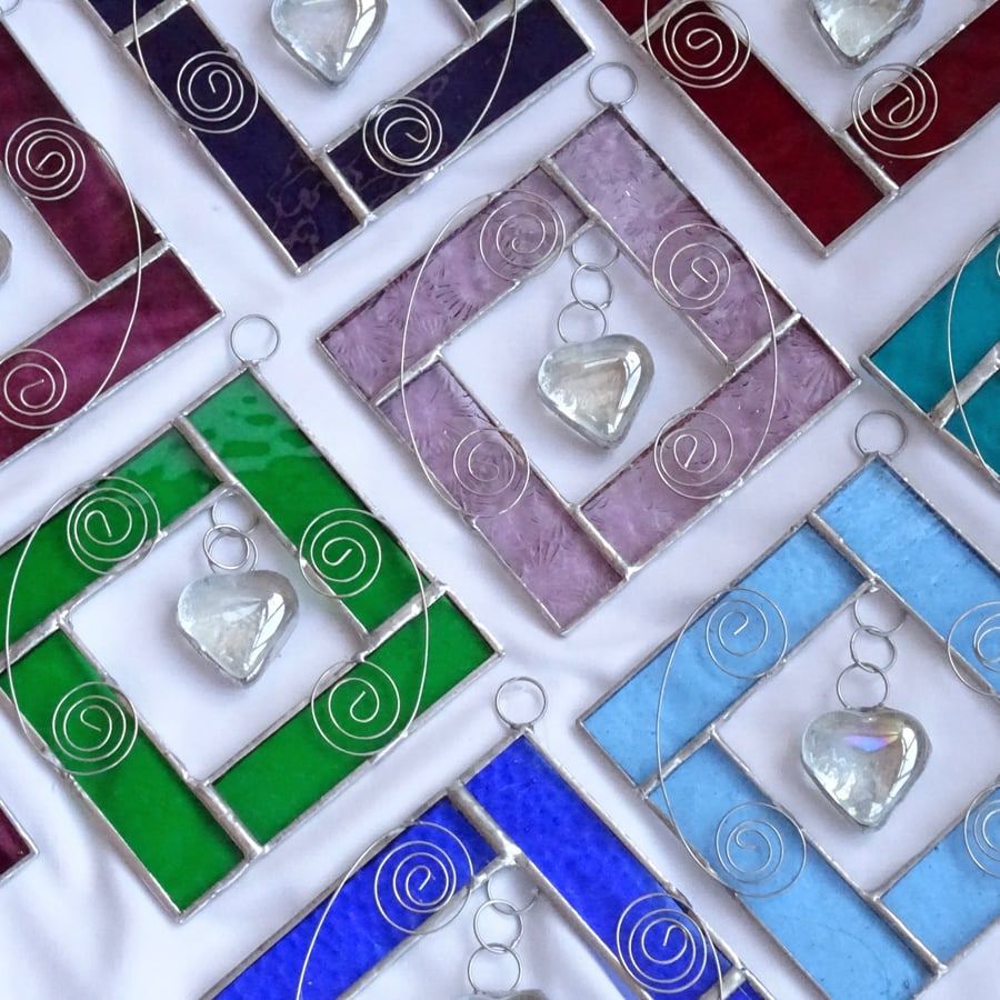 To Order - Stained Glass Heart Diamond Suncatcher 