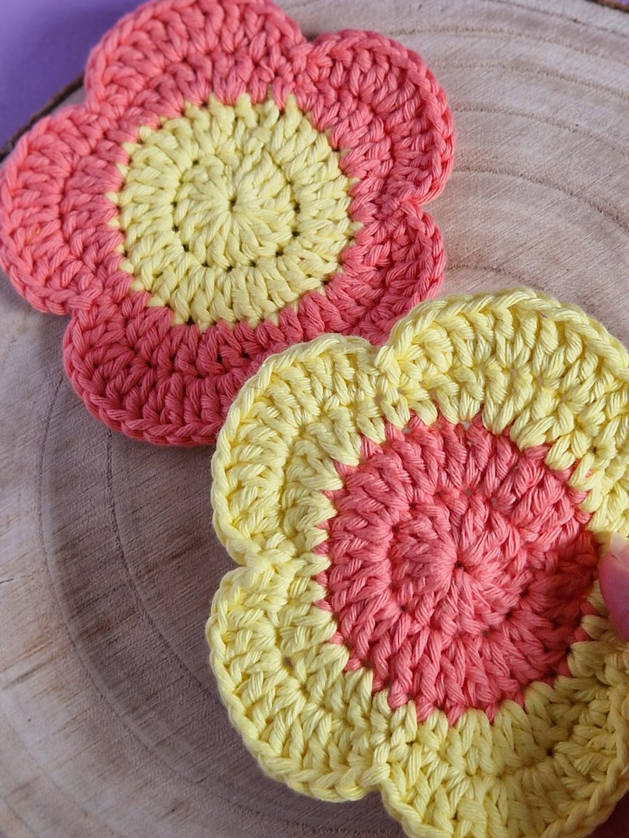 Flower Coasters Set of 2, Flower Decor, Home Office Decor, Mothers Day Gift