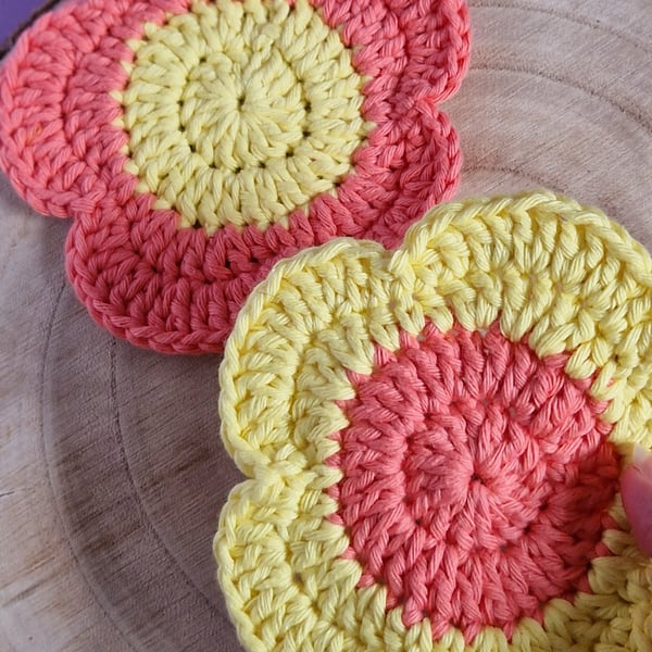 Flower Coasters Set of 2, Flower Decor, Home Office Decor, Mothers Day Gift