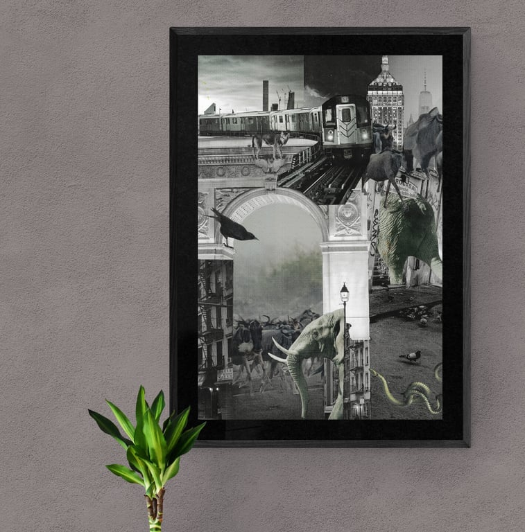 'Habitation' print of handmade collage