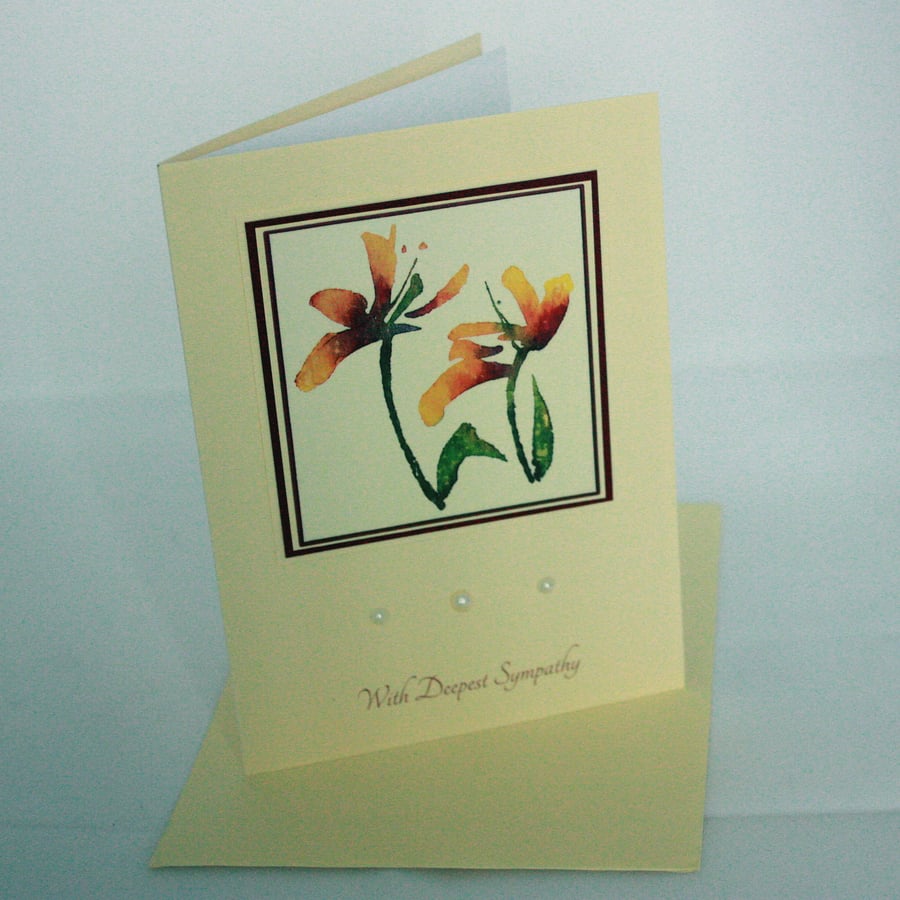 Red-orange floral sympathy card