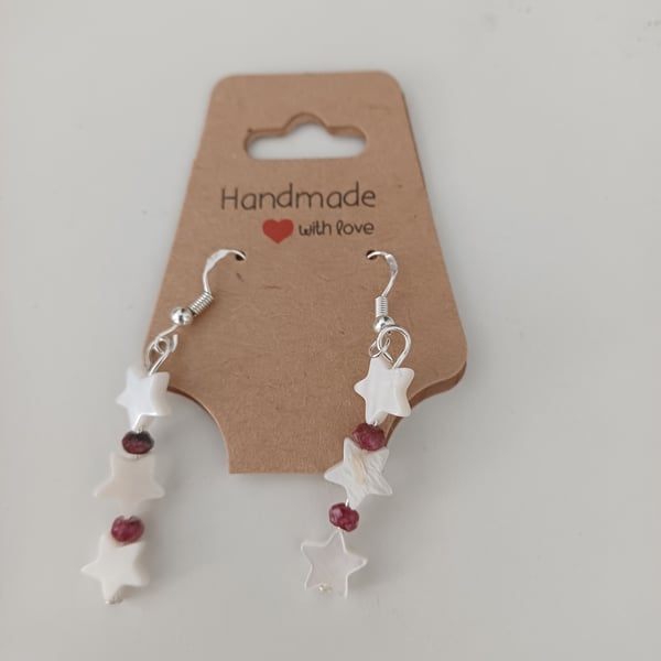 Stars and garnet drop earrings 