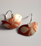 Bird earrings with leaf print - Image 2