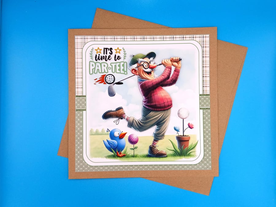 Funny Golf Birthday Card, Large, Decoupage 