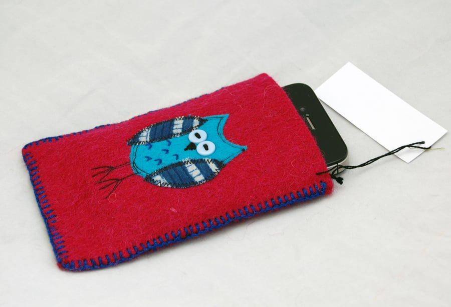 100% Wool Felt Appliqued Phone Case