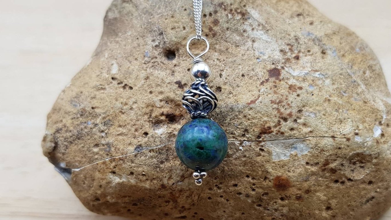 Small Chrysocolla pendant necklace