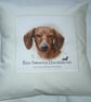 Red  Smooth Dachshund Portrait cushion - Image 1