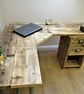 Rustic Desk Corner Two board Mitre Desk with under desk Cupboard, Storage Unit T - Image 7