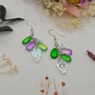 Sterling Silver Teardrop Charm Cluster Earrings, Whimsical Colourful Jewellery