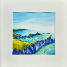 Sea Painting Gift. Original Watercolour of Cliffs and the Ocean