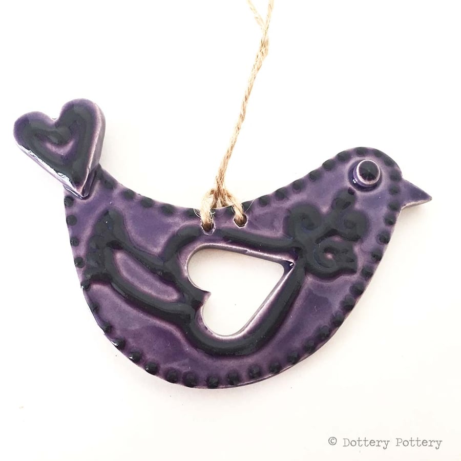 Ceramic folk art  bird decoration Pottery bird