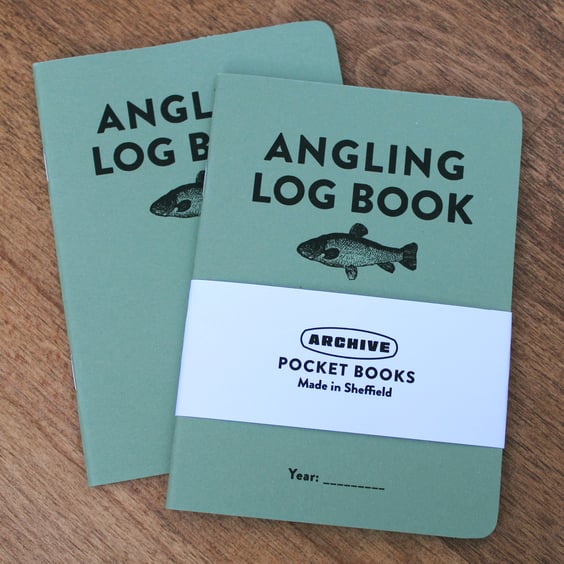 Single A6 ‘Angling' pocket log book with typographic design cover