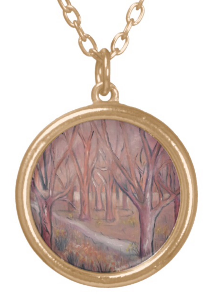 Beautiful Pendant featuring the design ‘Shades Of Pink In The Wild Garden’
