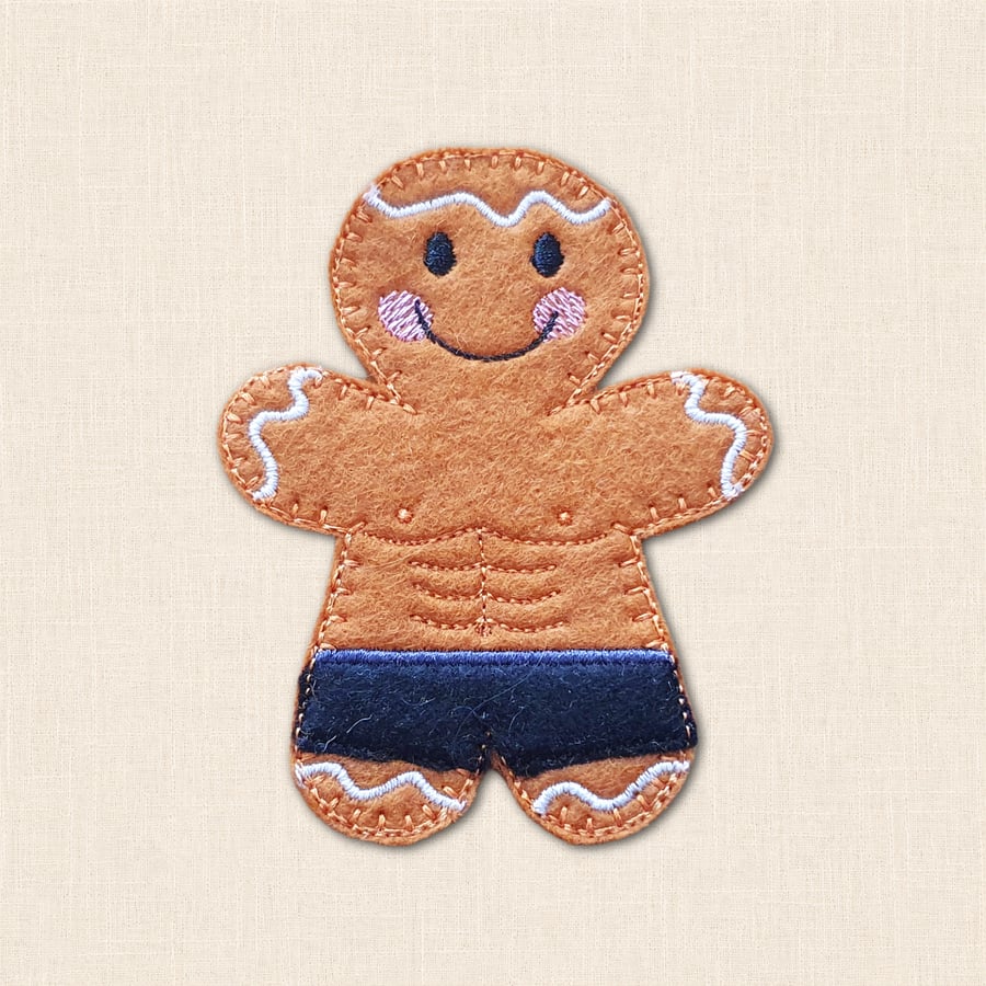 Bodybuilder Gingerbread Decoration - Embroidered Fitness Character