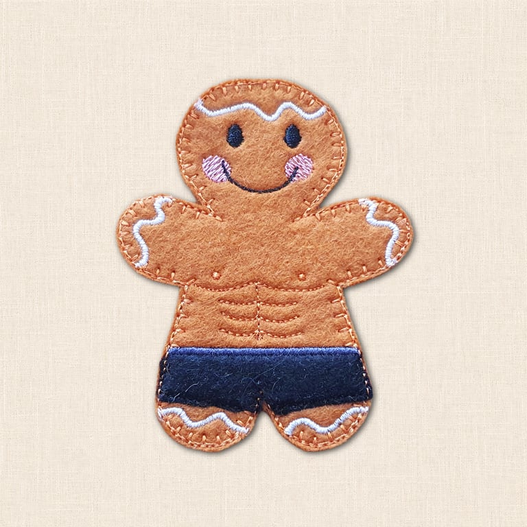 Bodybuilder Gingerbread Decoration - Embroidered Fitness Character