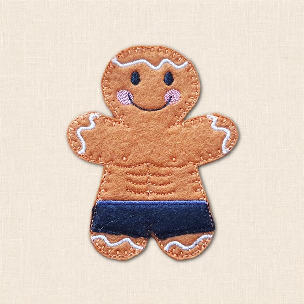 Bodybuilder Gingerbread Decoration - Embroidered Fitness Character