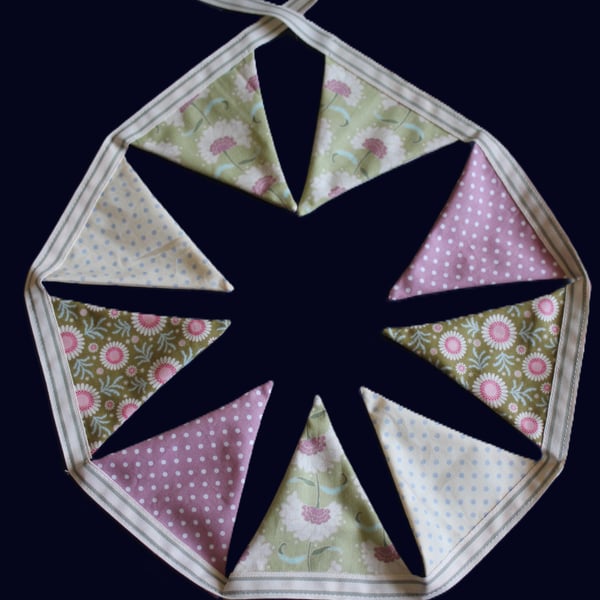 Tilda and polka dot mini (dresser) bunting in pink, green, cream and blue