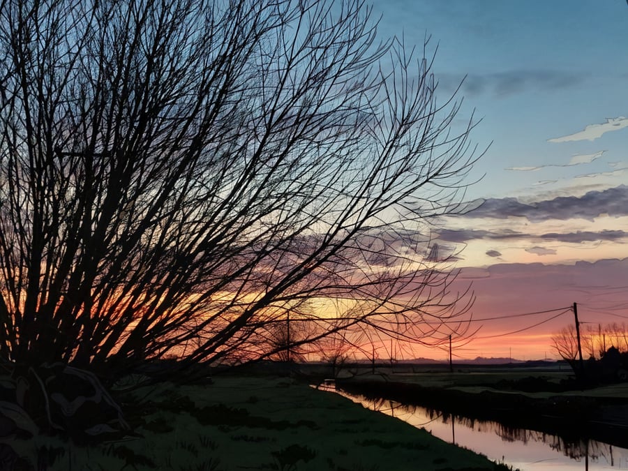 Digital Download Sunset Norfolk Fens 